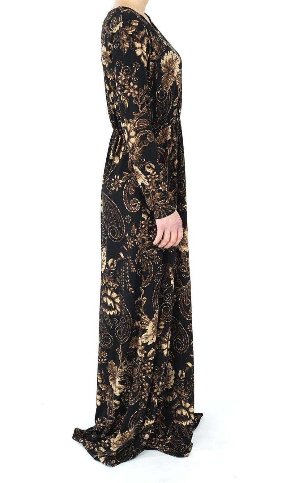 Black and Tan Print Dress Kabayare