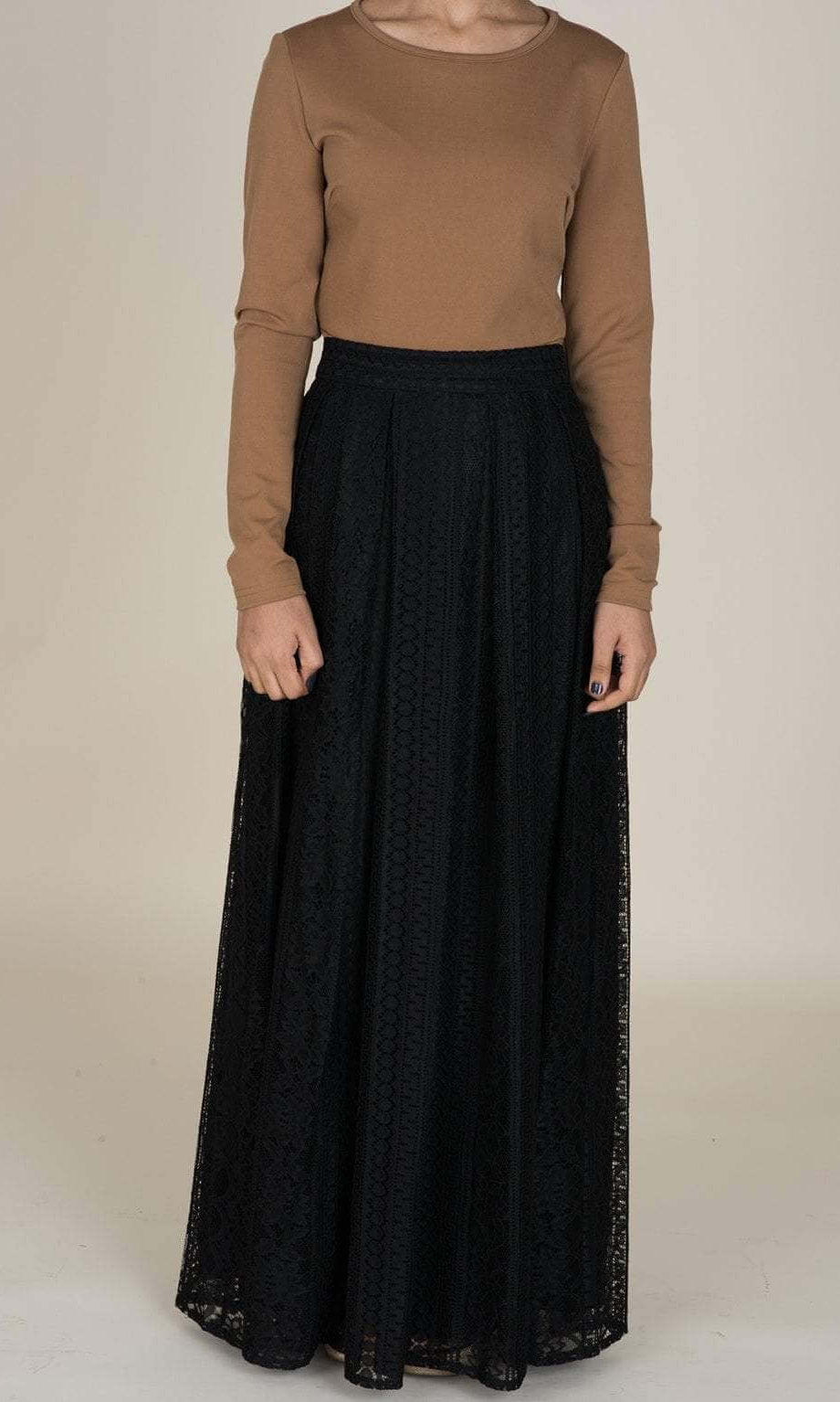 Black Aztec Print Lace Maxi Skirt Kabayare