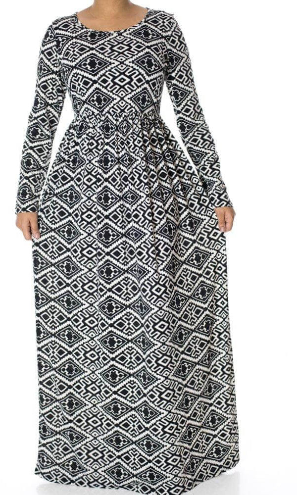 Black Aztec print maxi dress Kabayare