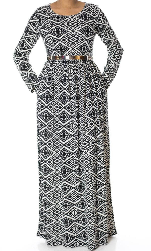 Black Aztec print maxi dress Kabayare