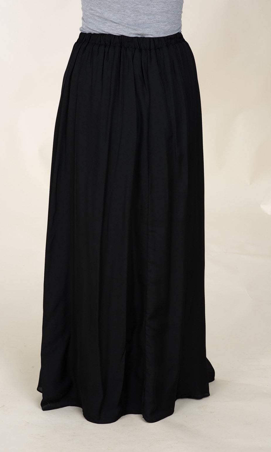 Black Basic Crepe Maxi Skirt Kabayare
