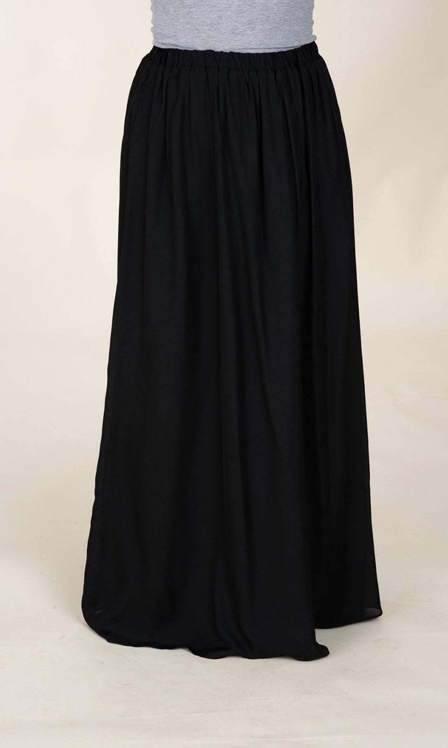 Black Basic Crepe Maxi Skirt Kabayare