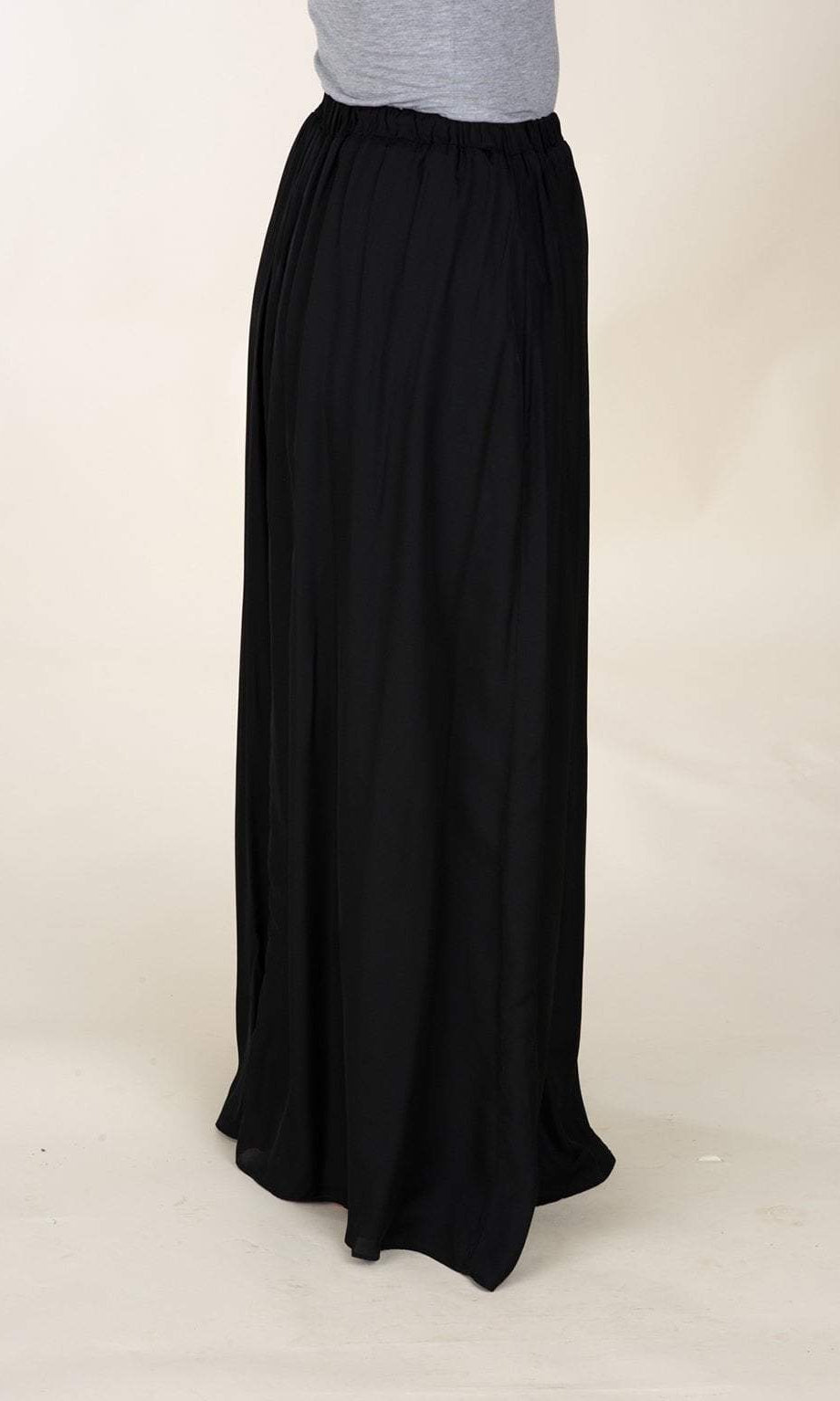 Black Basic Crepe Maxi Skirt Kabayare