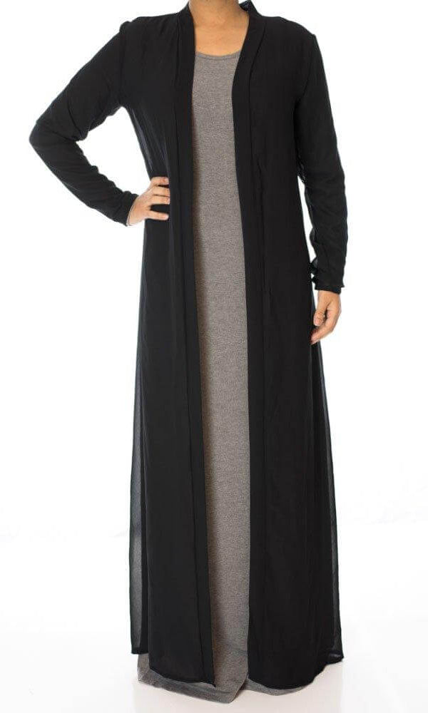 Black Basic Maxi Cardigan Kabayare
