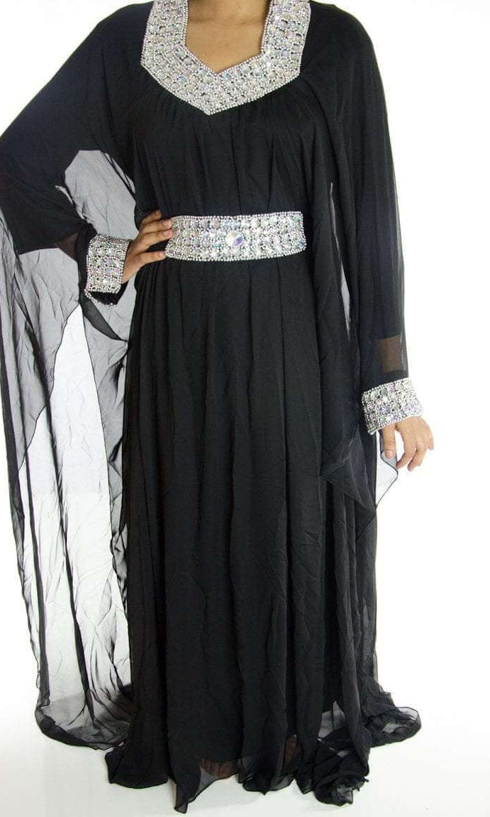 Black Beaded Kaftan Kabayare