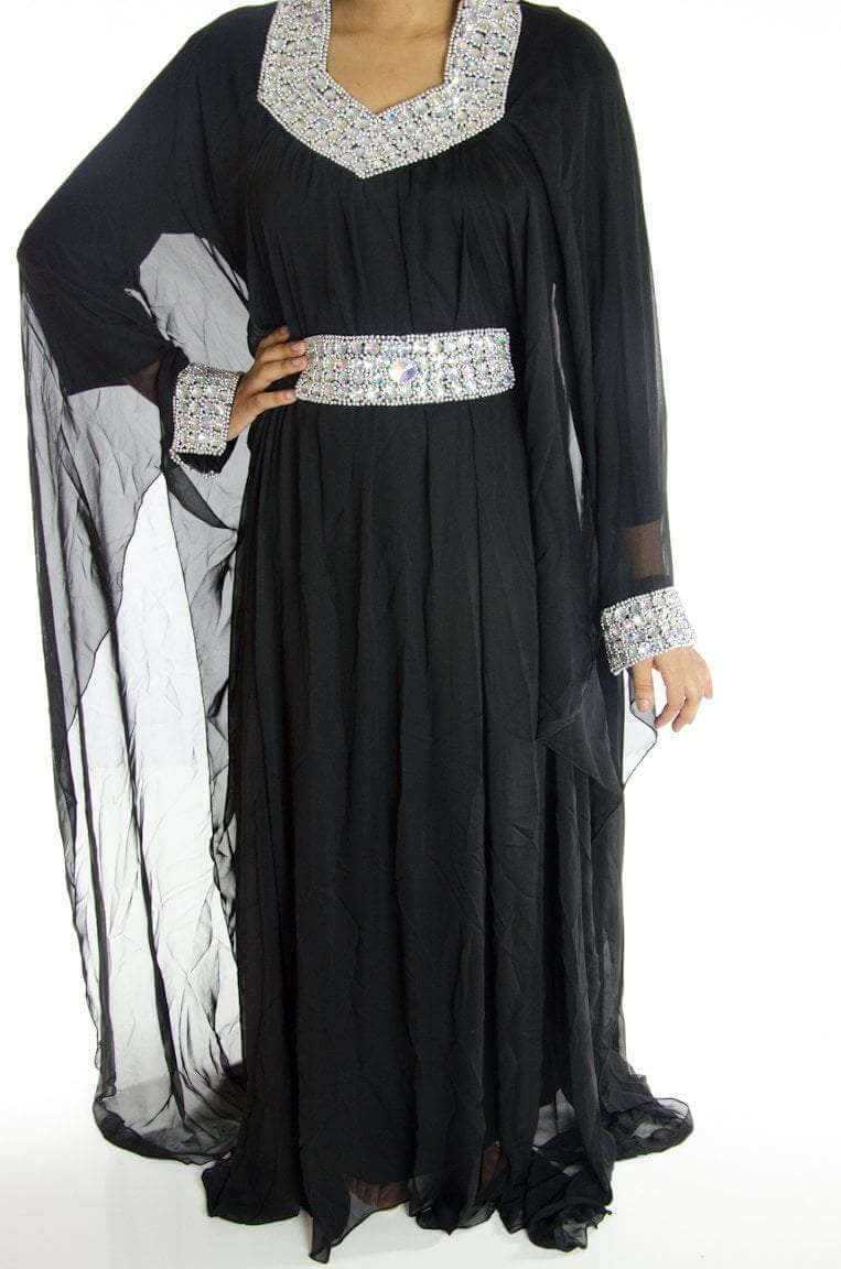 Black Beaded Kaftan Kabayare