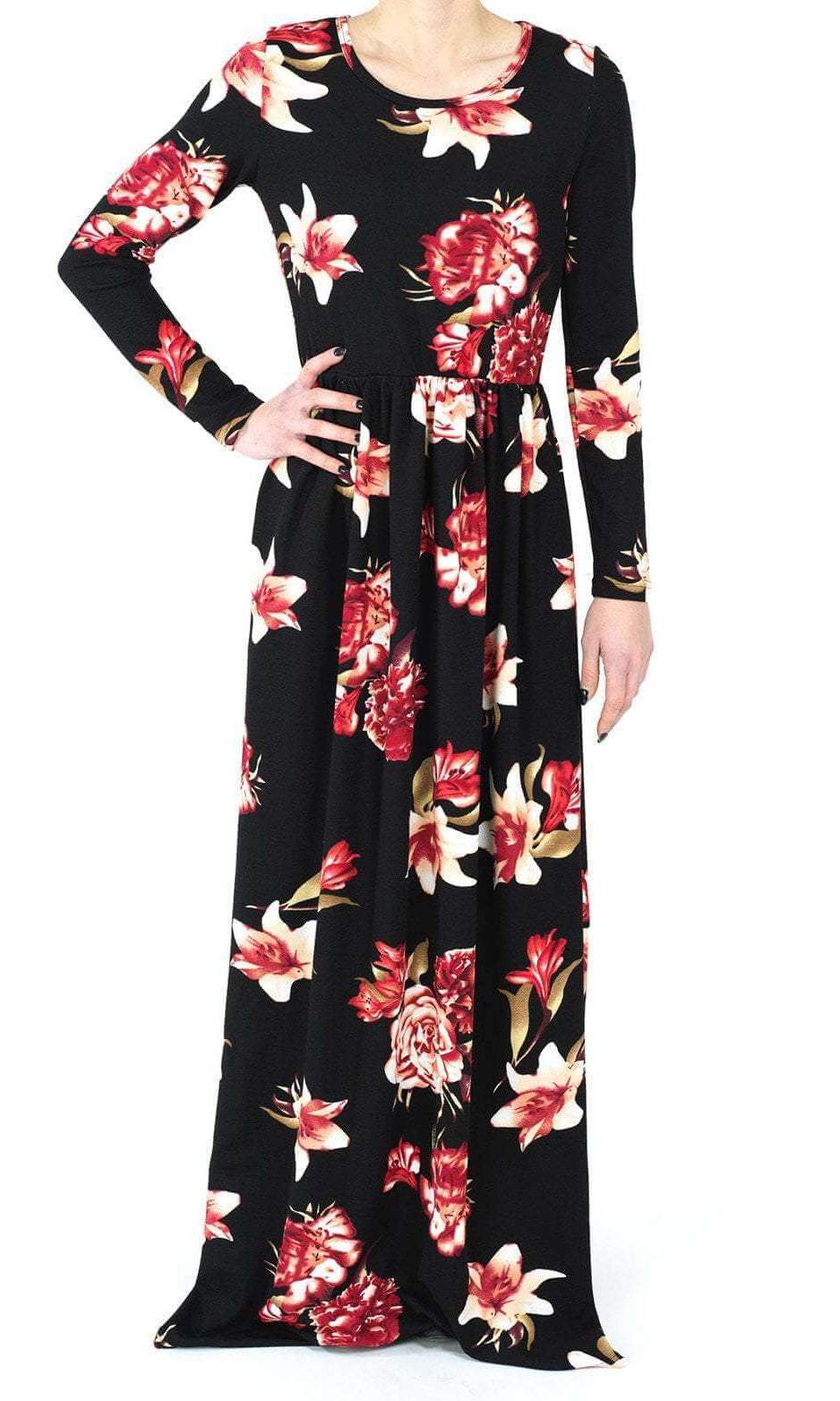 Black Bella Textured Print Dress Kabayare