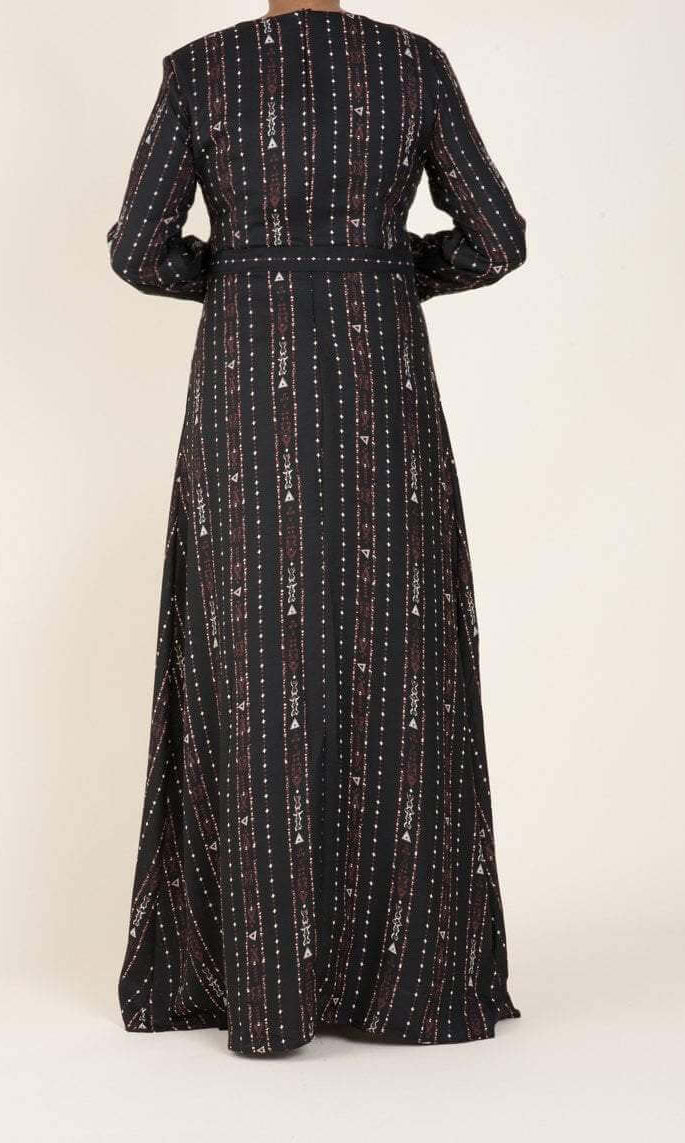 Black Boho Print Maxi Dress Kabayare