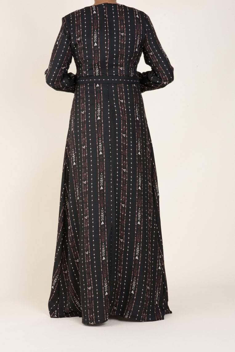 Black Boho Print Maxi Dress Kabayare