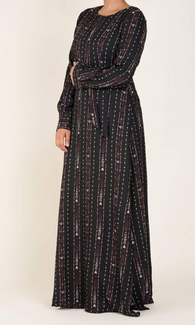 Black Boho Print Maxi Dress Kabayare