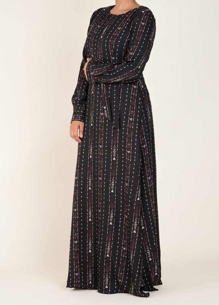 Black Boho Print Maxi Dress Kabayare