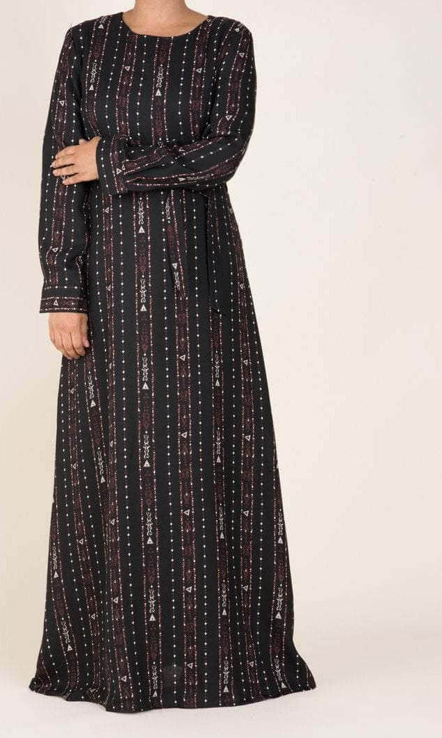 Black Boho Print Maxi Dress Kabayare