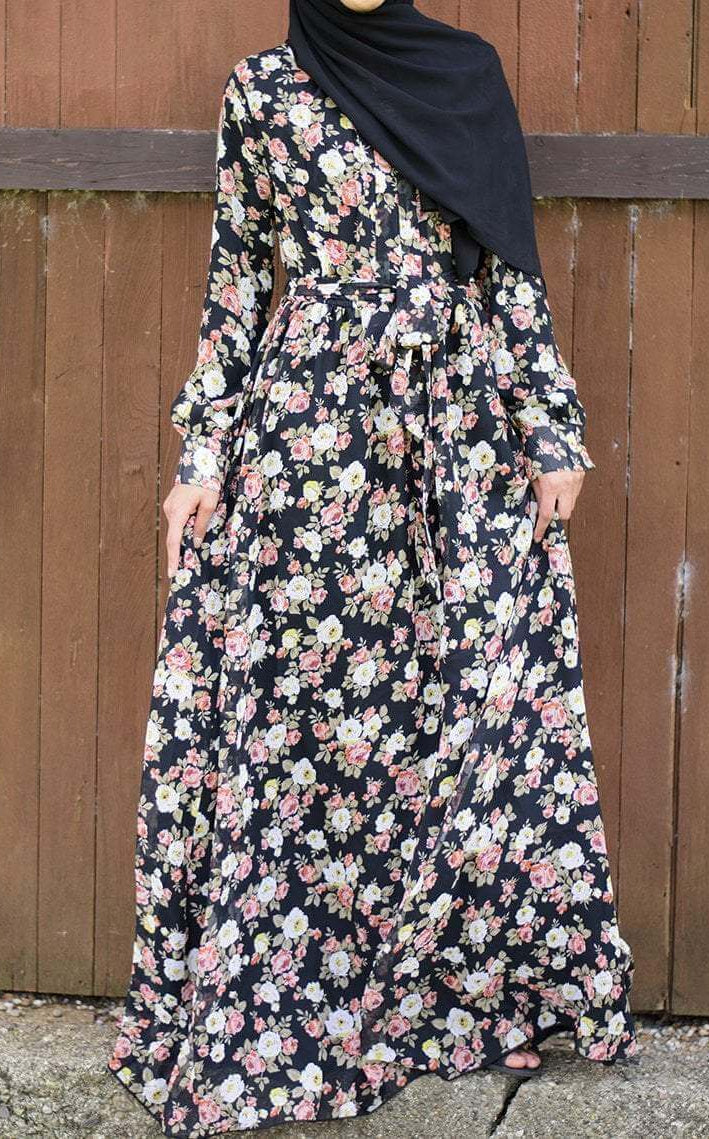 Black boquete Floral Maxi Dress-1 Kabayare