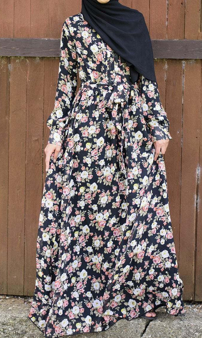 Black boquete Floral Maxi Dress-1 Kabayare