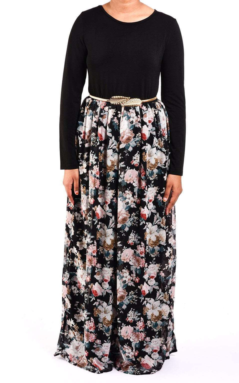 Black bouquet Chiffon Dress Kabayare