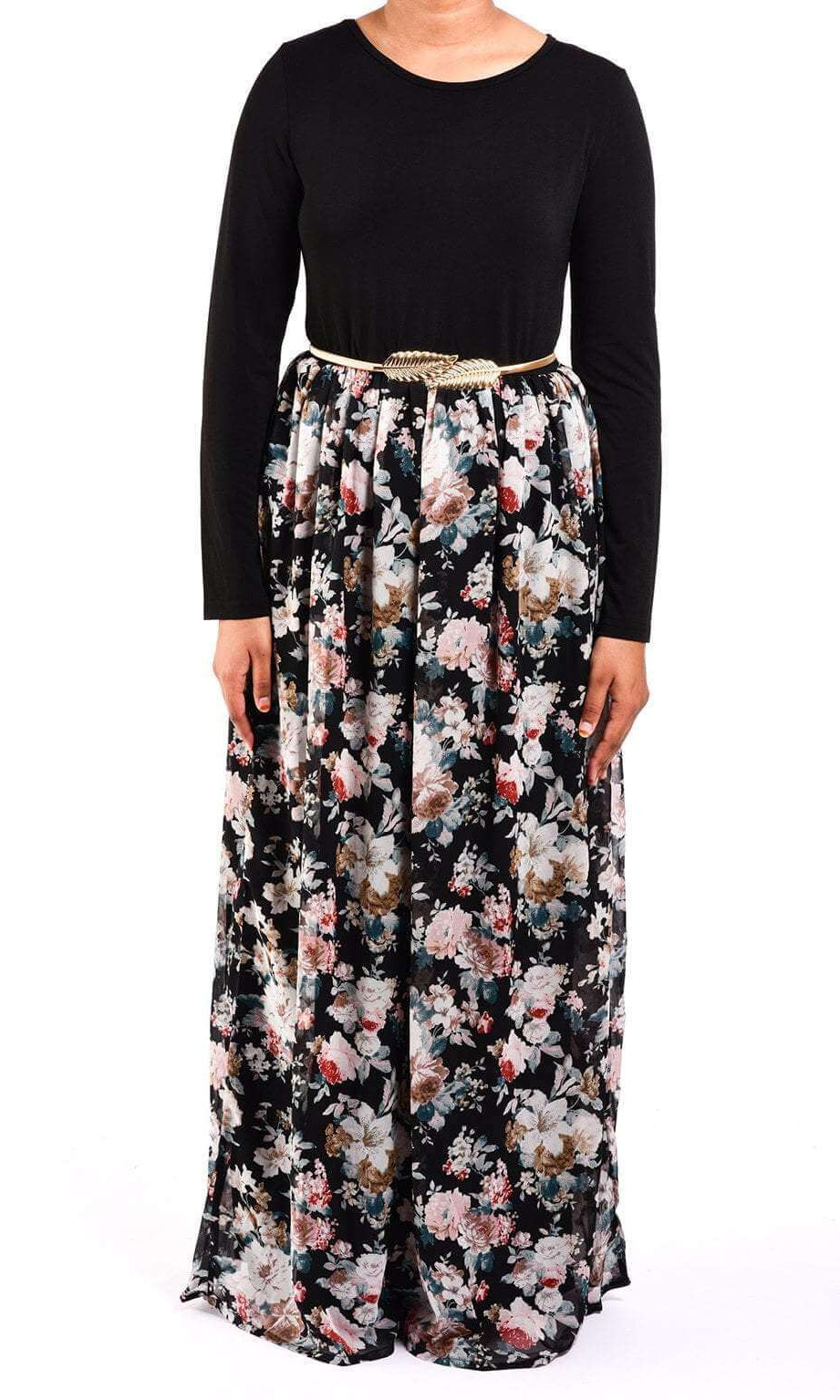 Black bouquet Chiffon Dress Kabayare