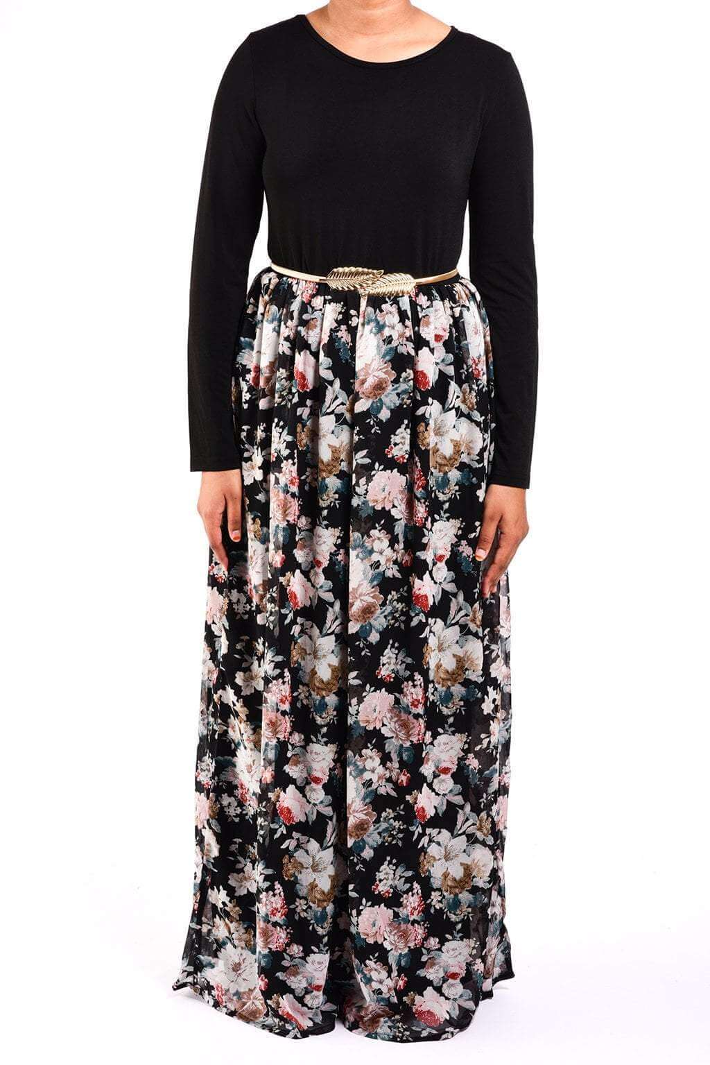 Black bouquet Chiffon Dress Kabayare