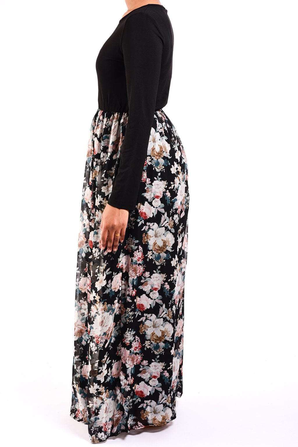 Black bouquet Chiffon Dress Kabayare