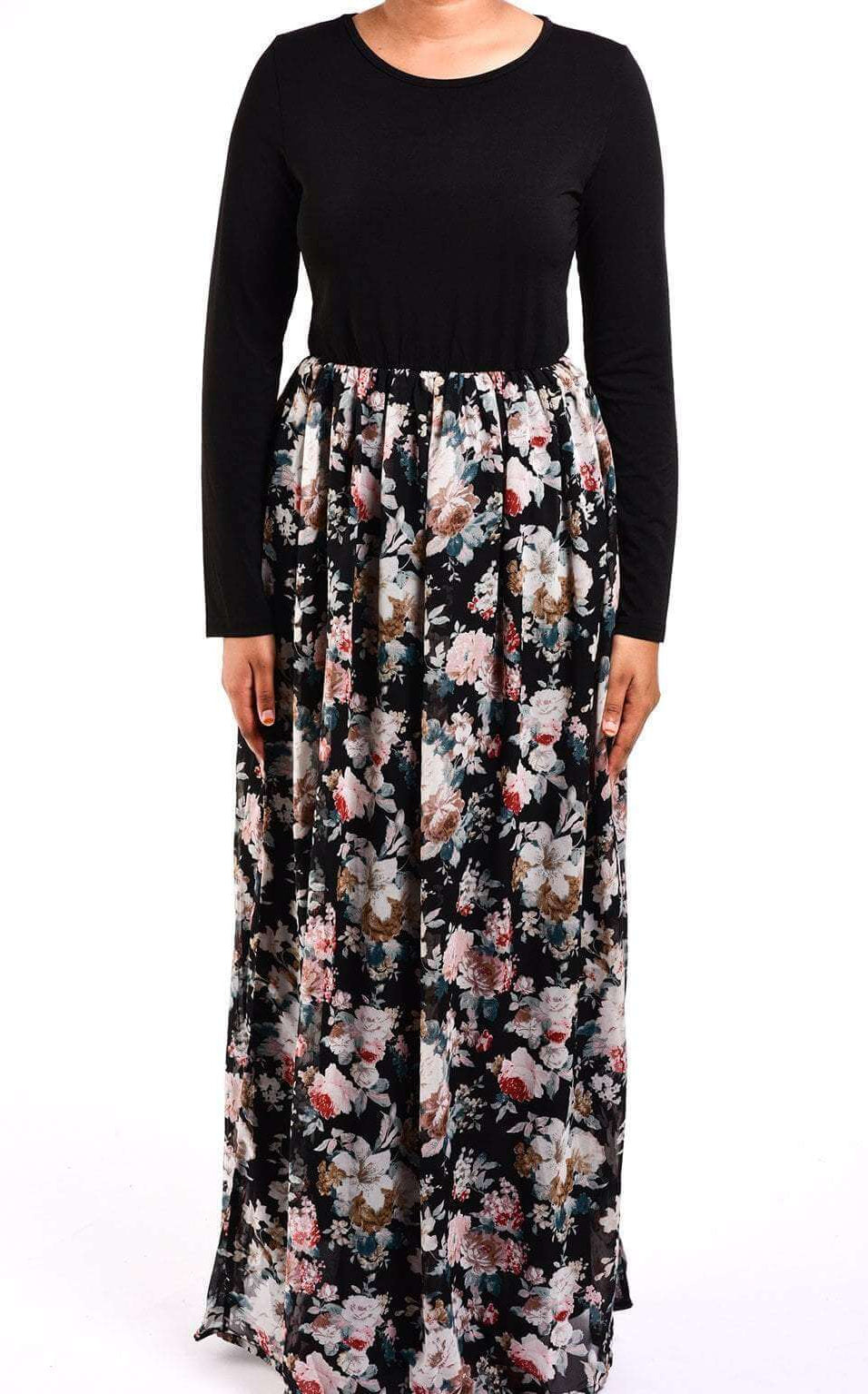 Black bouquet Chiffon Dress Kabayare