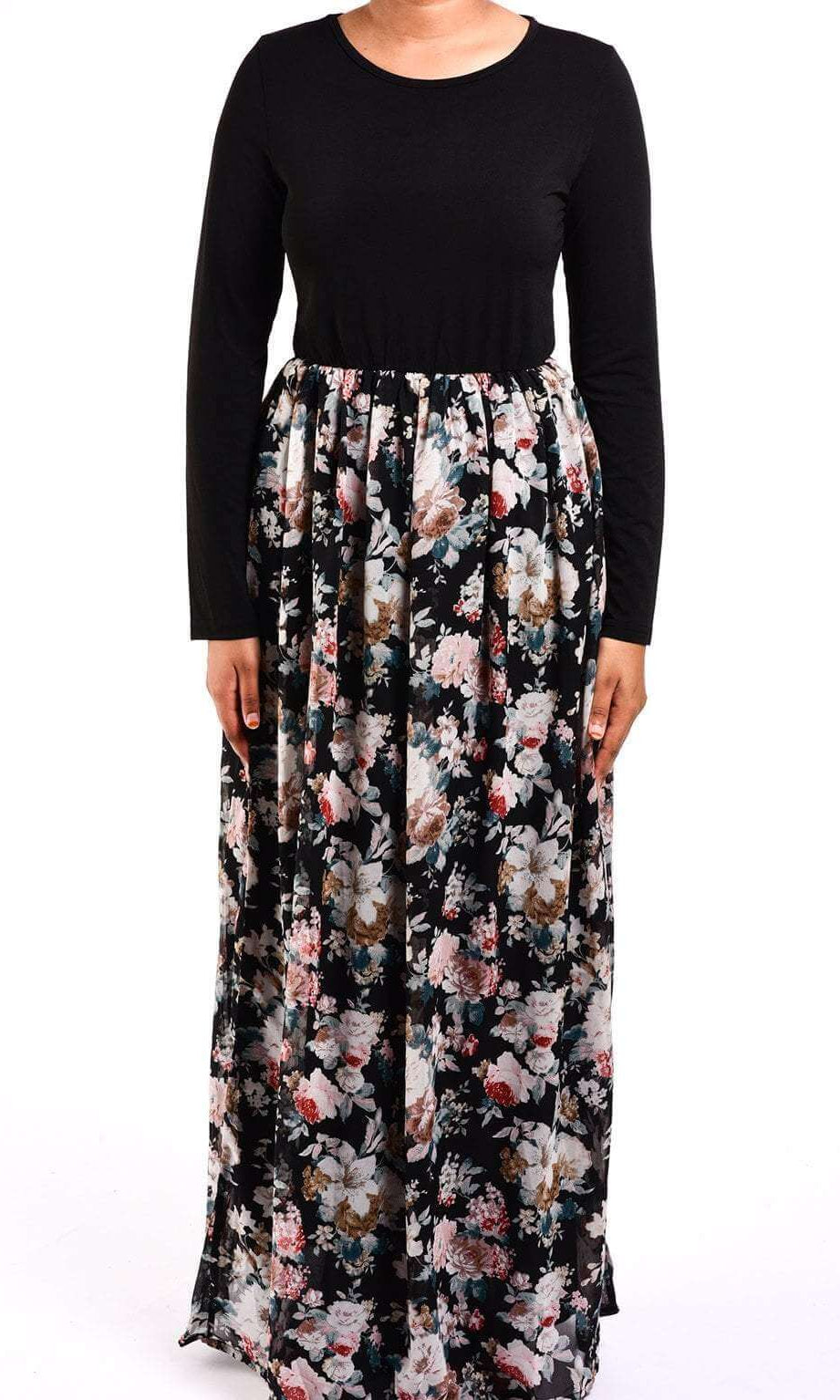 Black bouquet Chiffon Dress Kabayare