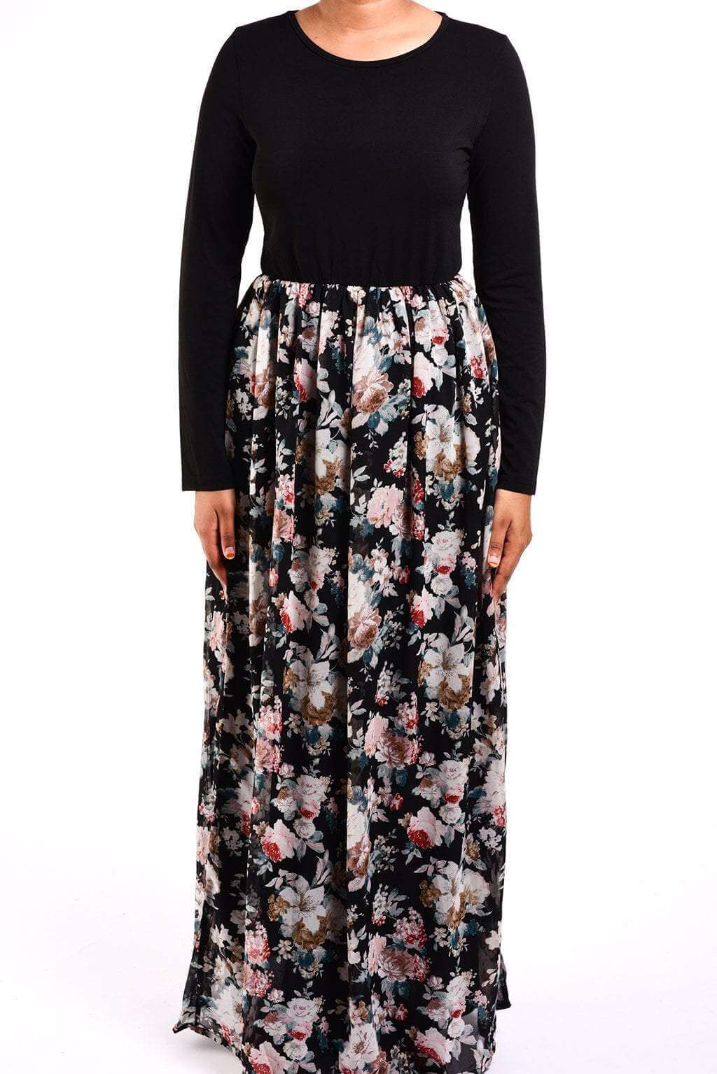 Black bouquet Chiffon Dress Kabayare