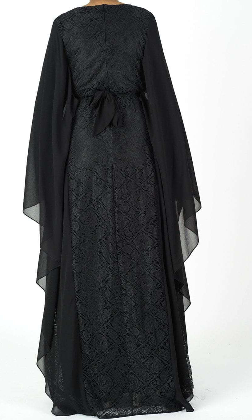 black butterfly Chiffon abaya Kabayare
