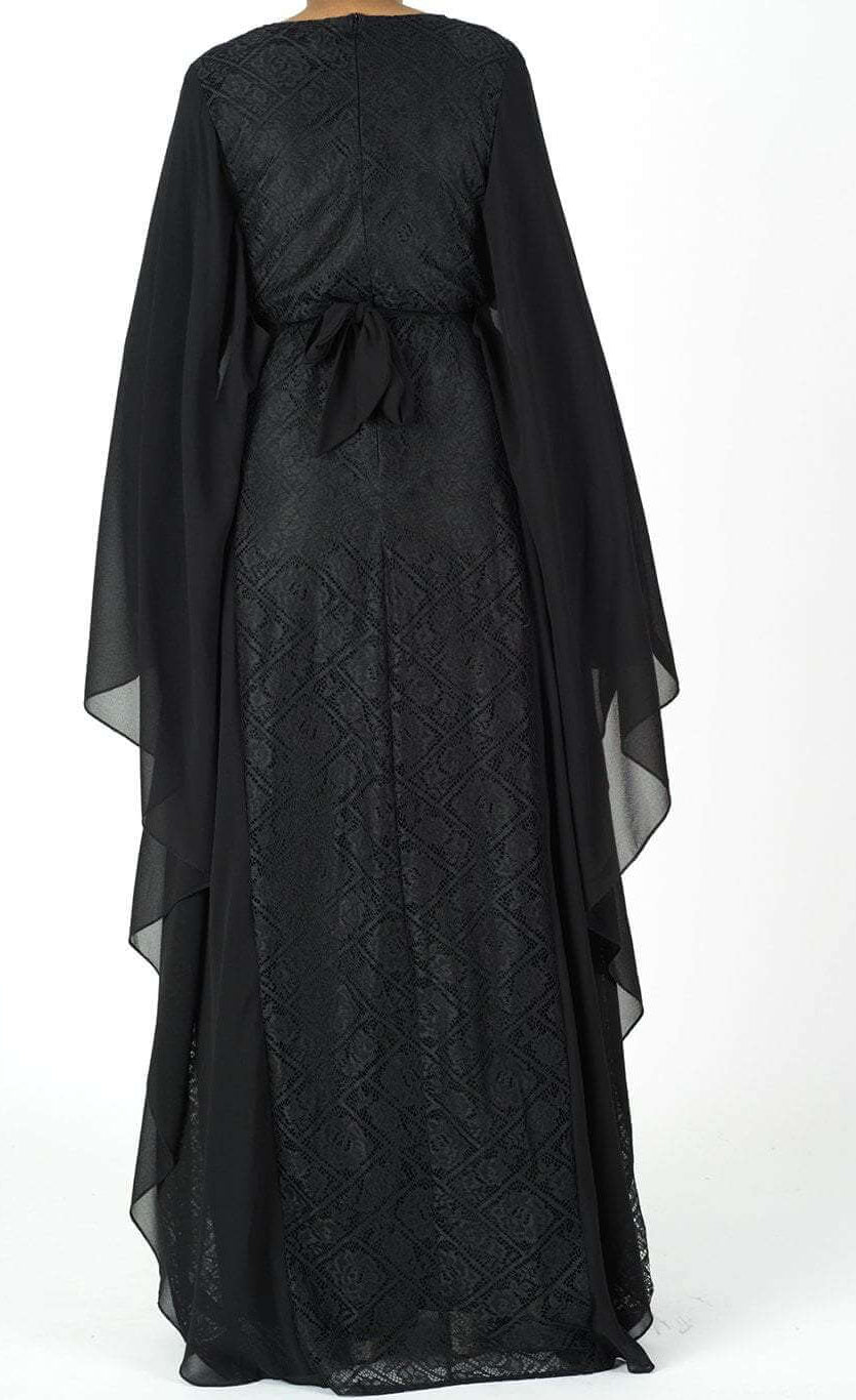 black butterfly Chiffon abaya Kabayare