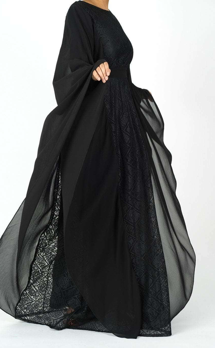 black butterfly Chiffon abaya Kabayare