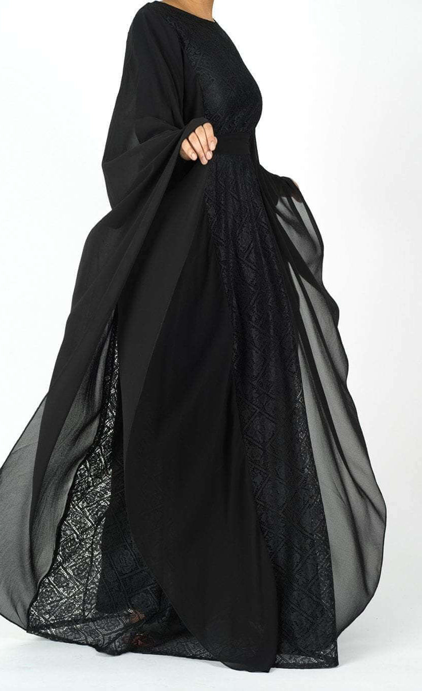 black butterfly Chiffon abaya Kabayare