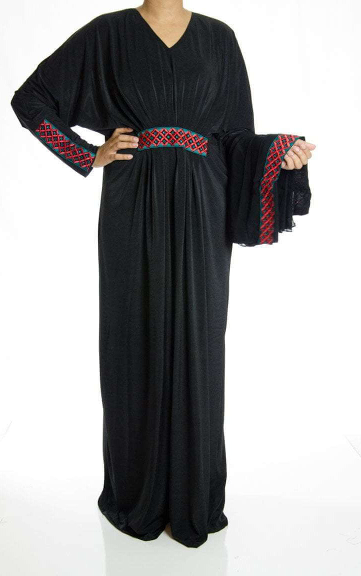 Black Butterfly Jersey Abaya Kabayare