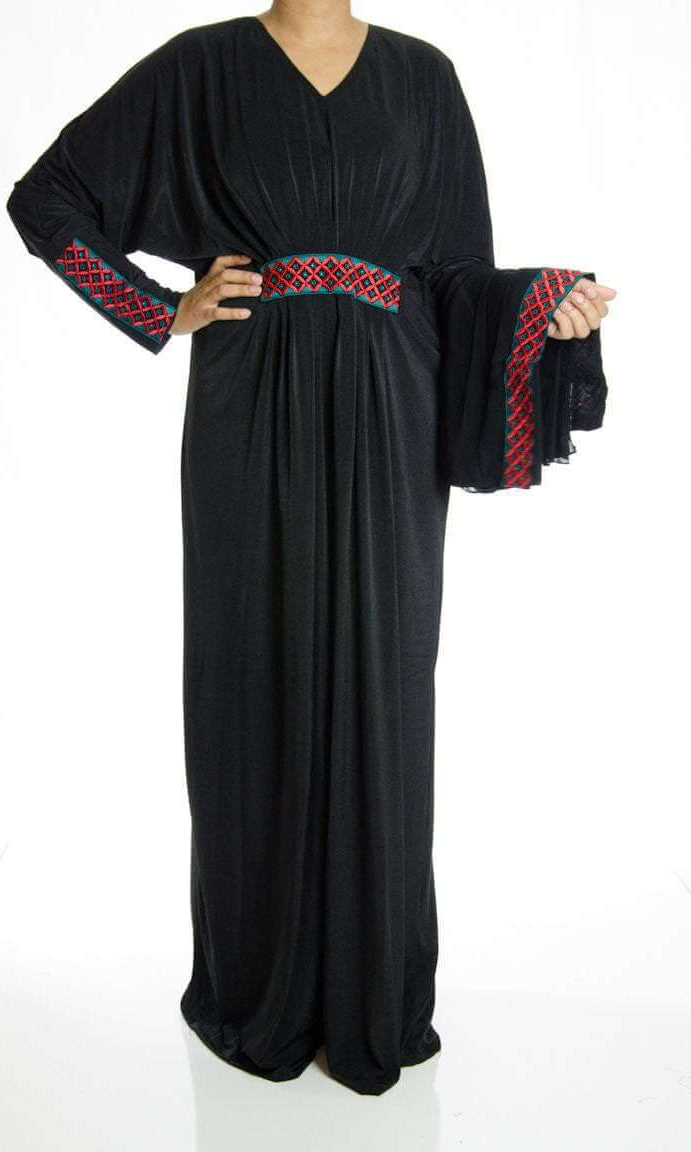 Black Butterfly Jersey Abaya Kabayare