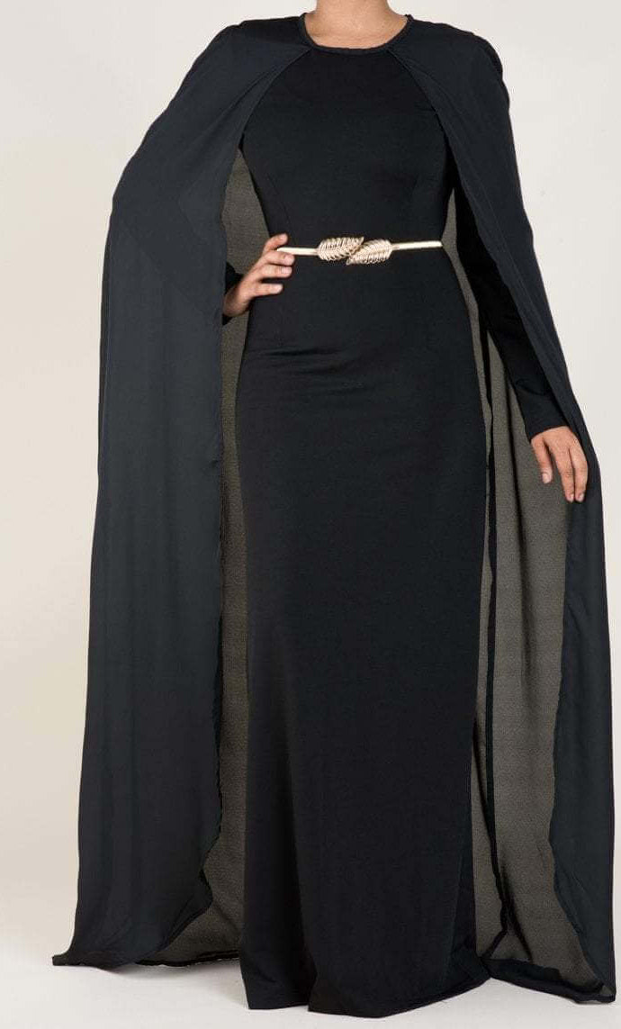 Black Cape elegant dress Kabayare