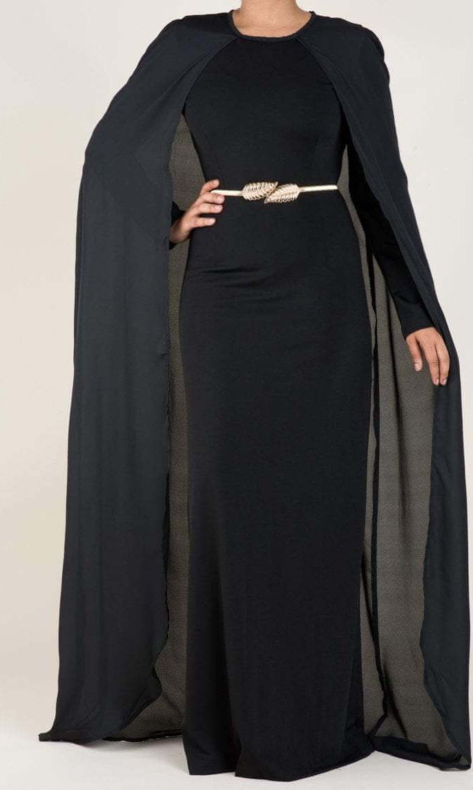 Black Cape elegant dress Kabayare