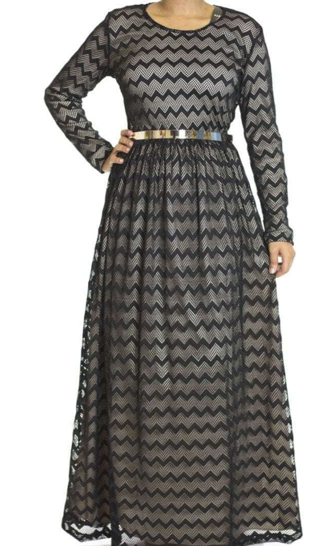 Black Chevron Lace dress Kabayare
