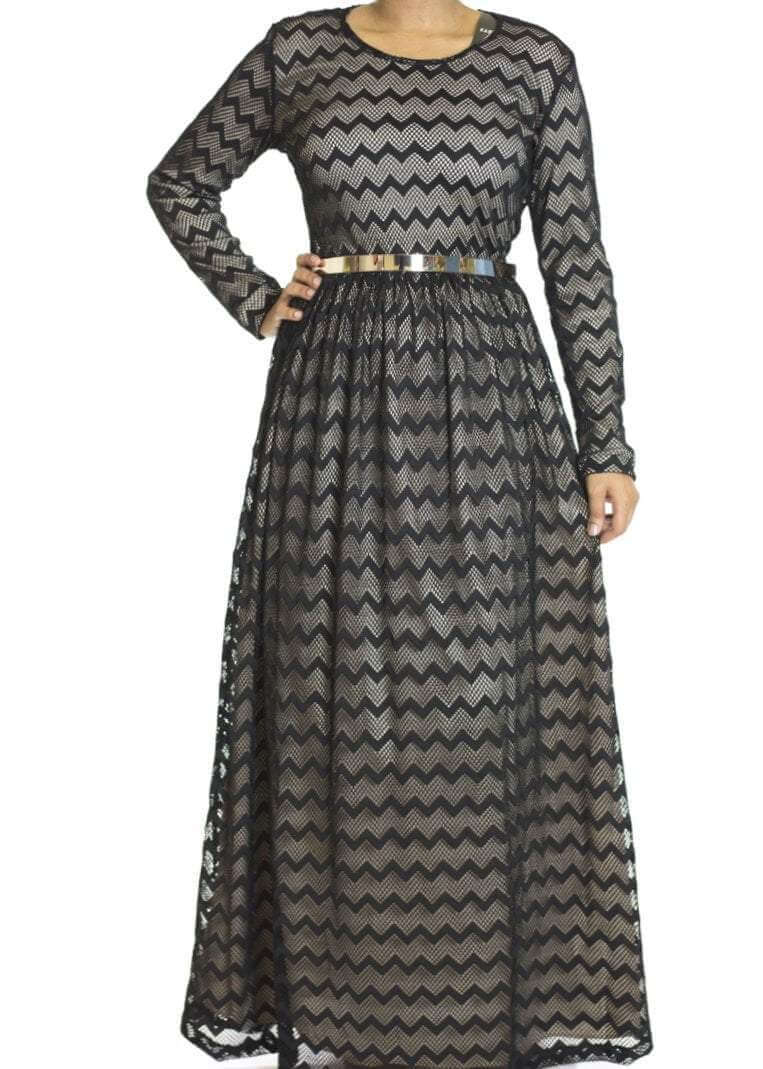 Black Chevron Lace dress Kabayare