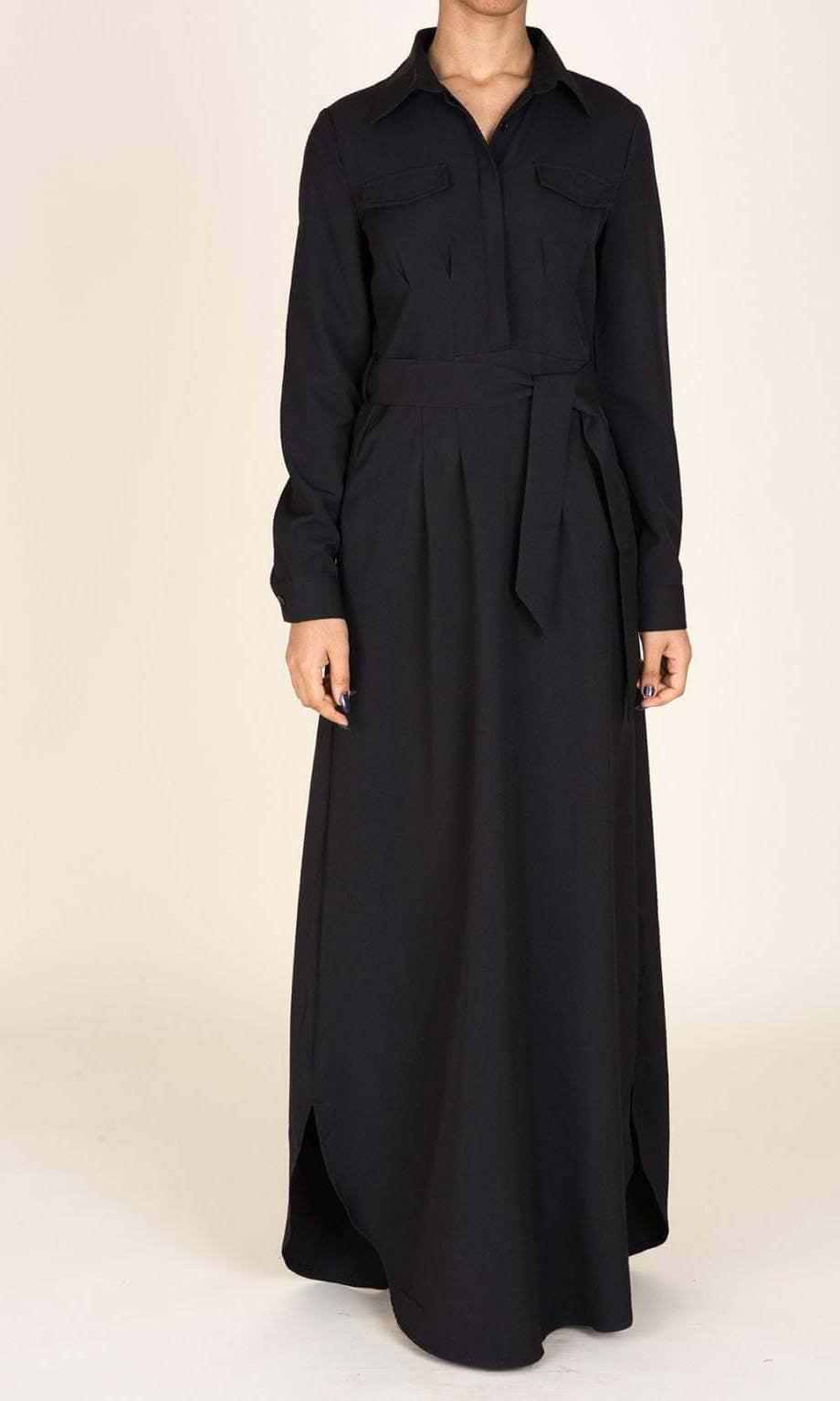Black Chic Pockets Maxi Dress Kabayare