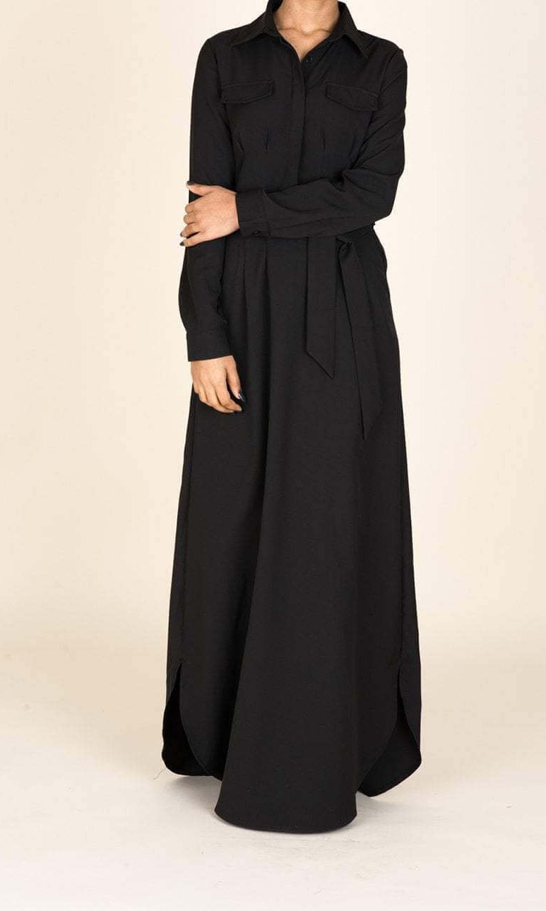 Black Chic Pockets Maxi Dress Kabayare