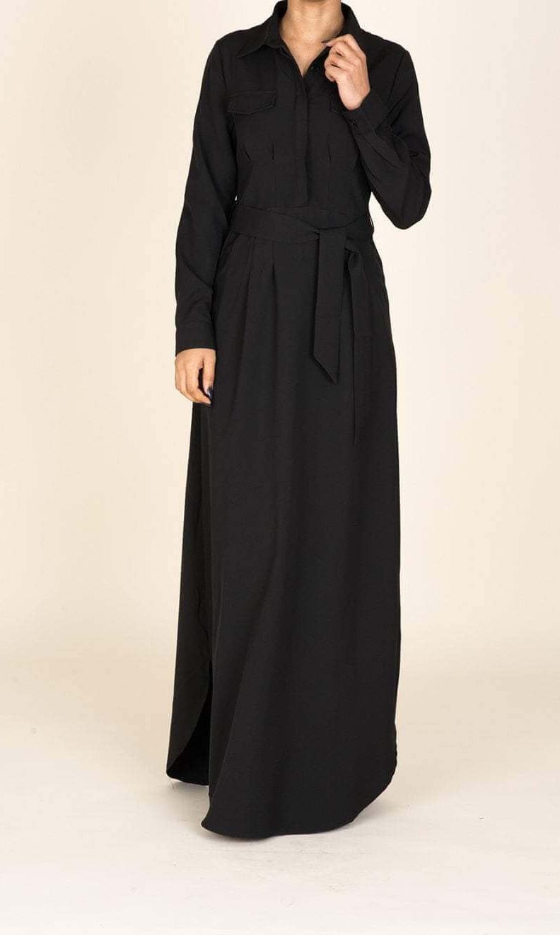 Black Chic Pockets Maxi Dress Kabayare