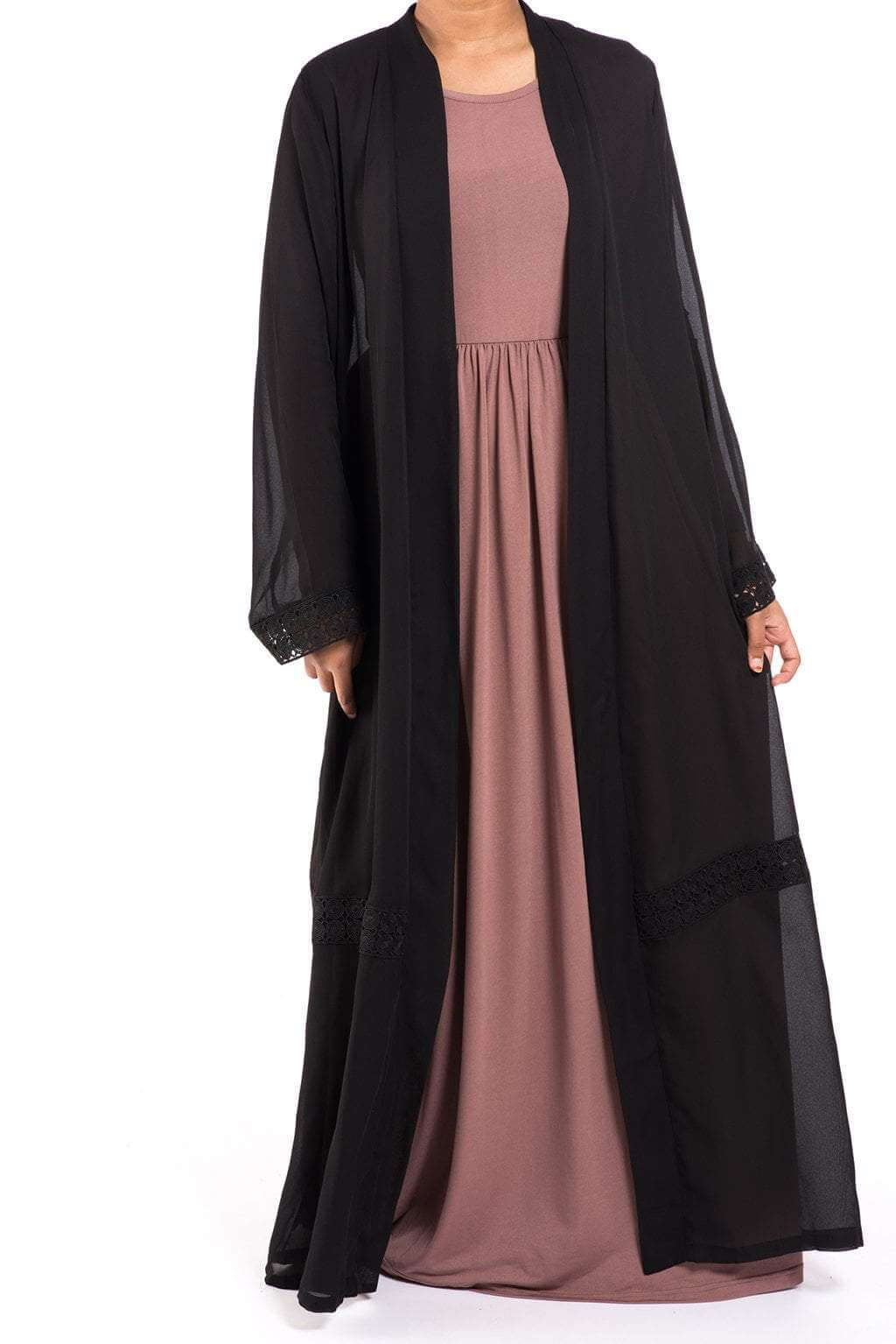 Black Chiffon Lace kimono Kabayare