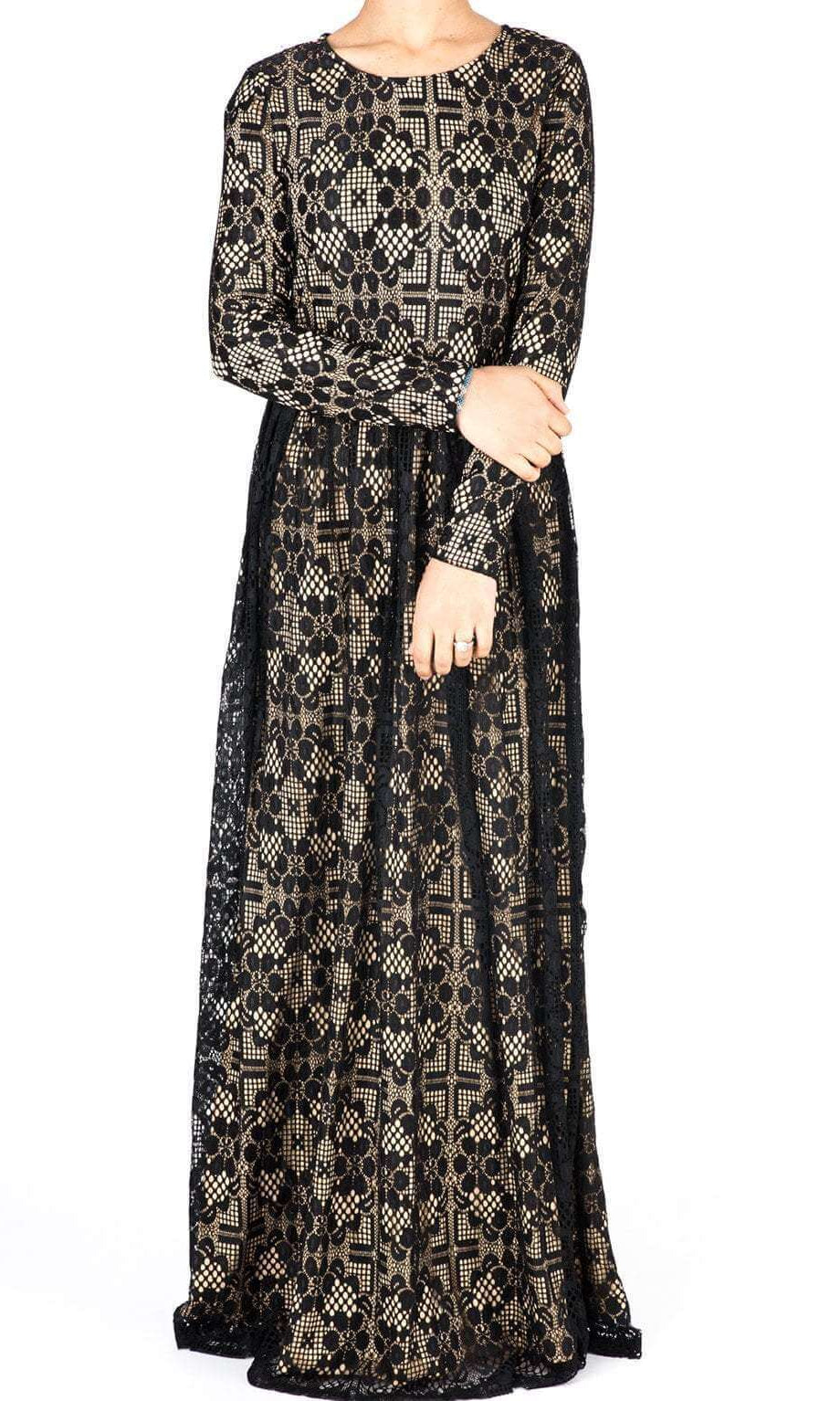 Black Contemporary Lace Maxi Dress Kabayare