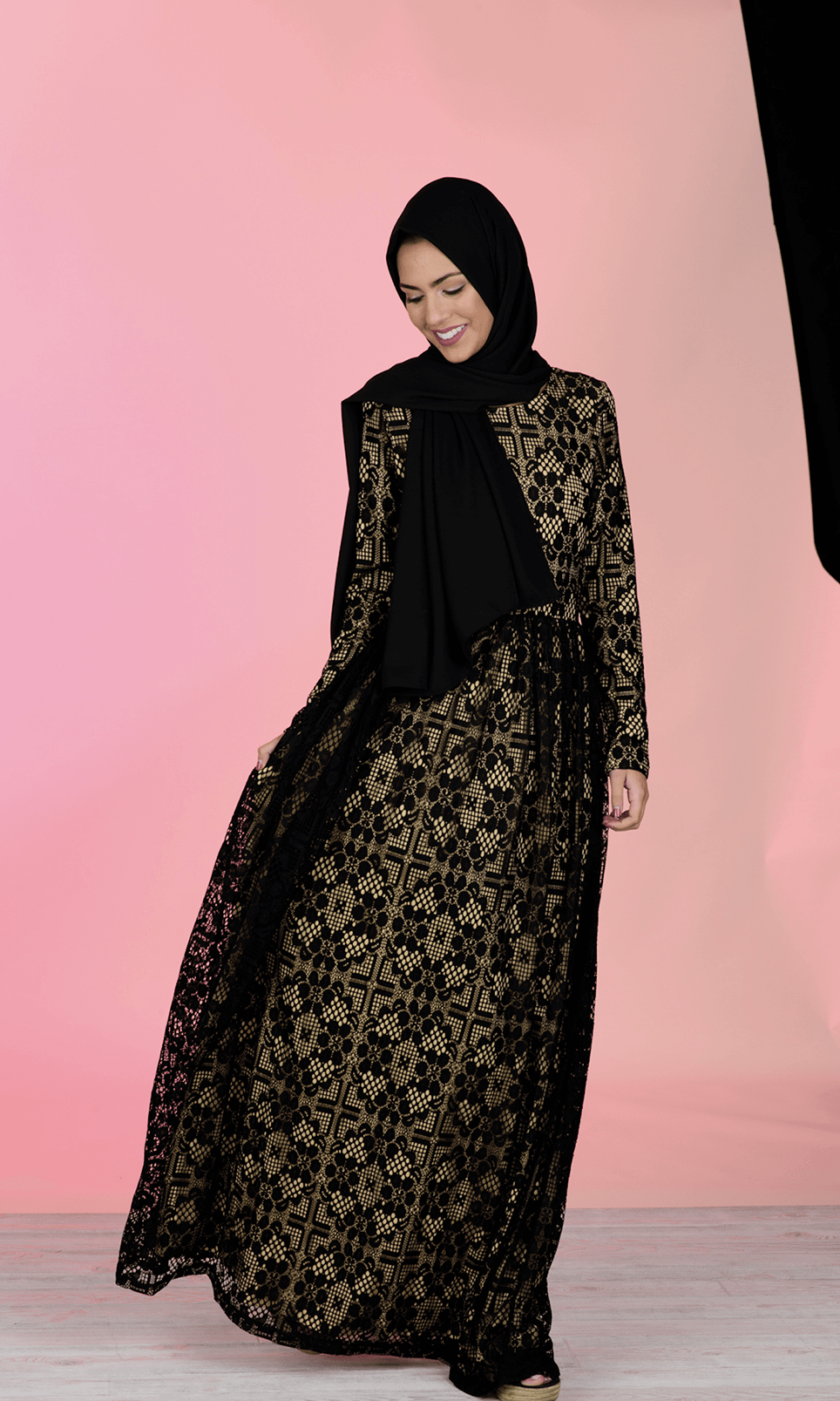 Black Contemporary Lace Maxi Dress Kabayare