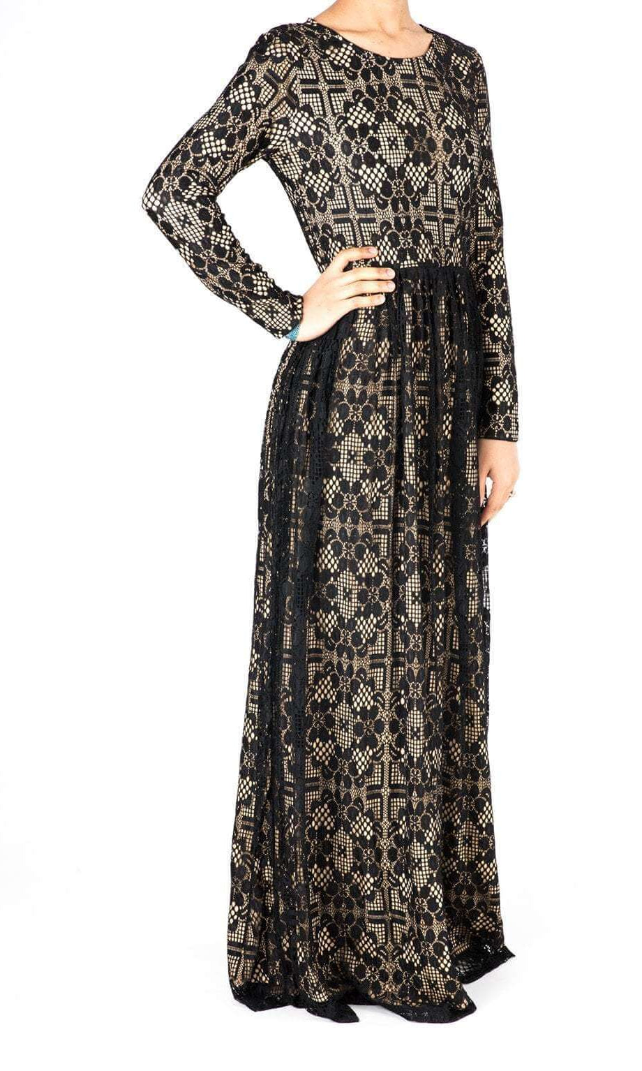 Black Contemporary Lace Maxi Dress Kabayare