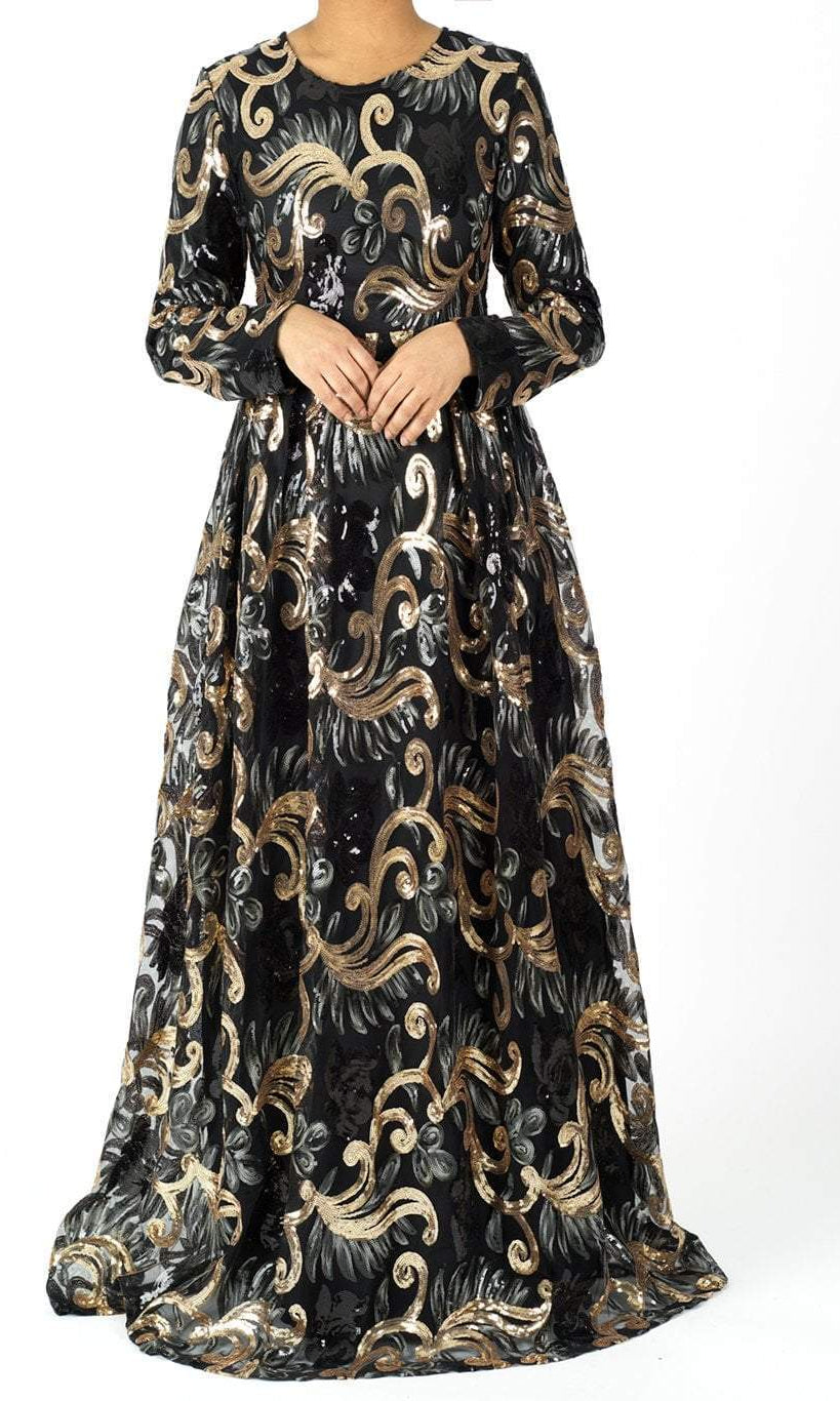 Black DAZZLE DARLING sequin Modest Gown Kabayare