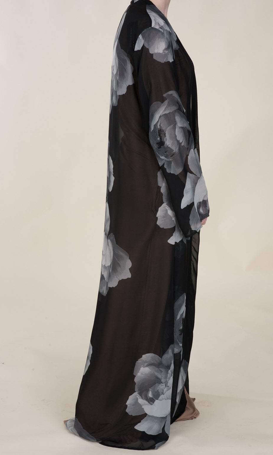 Black digital chiffon maxi Cardigan Kabayare