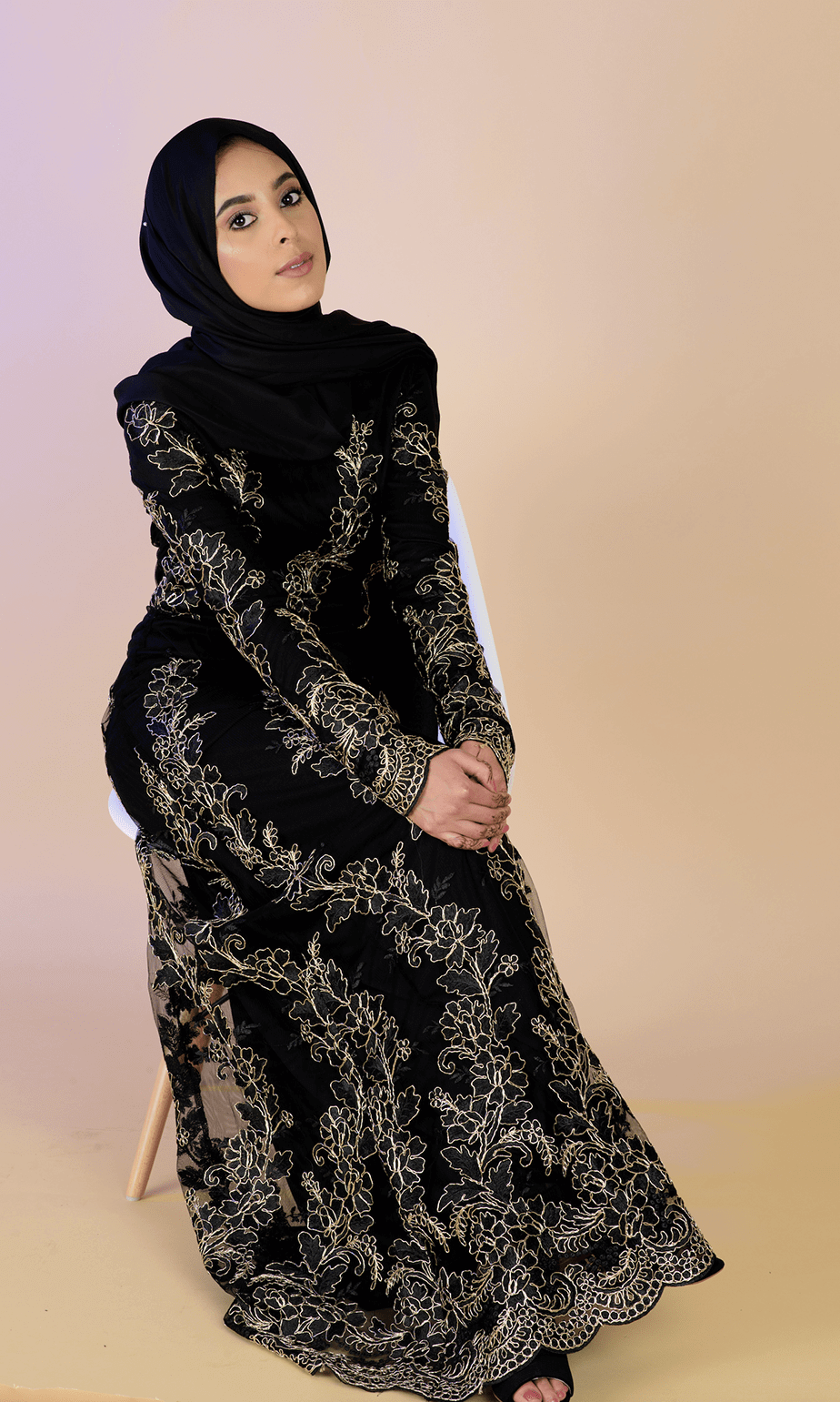 Black Embroidered Princess Gown Kabayare
