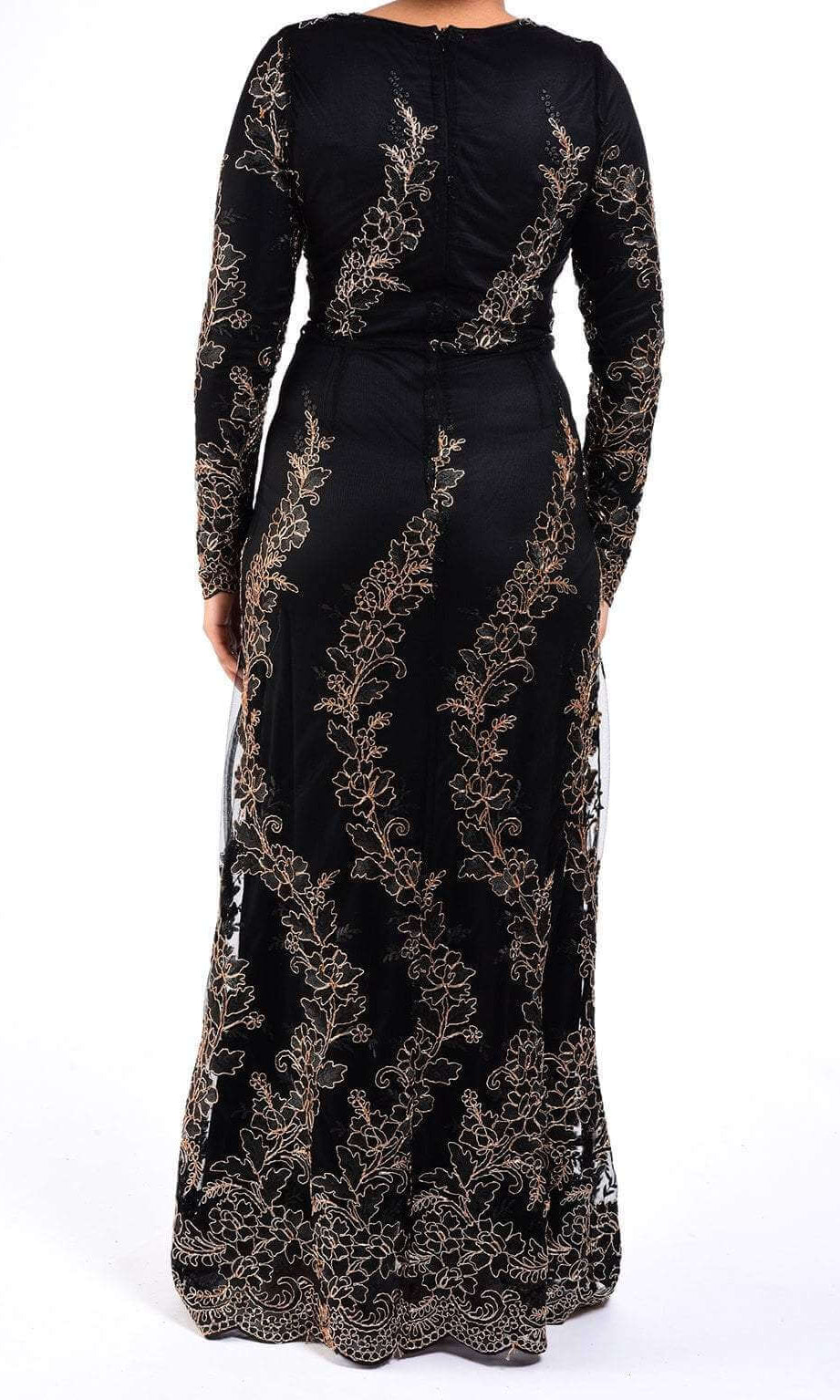 Black Embroidered Princess Gown Kabayare