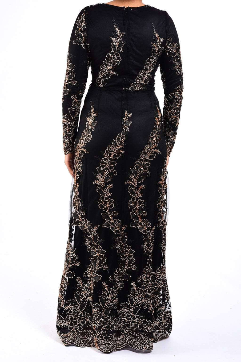 Black Embroidered Princess Gown Kabayare