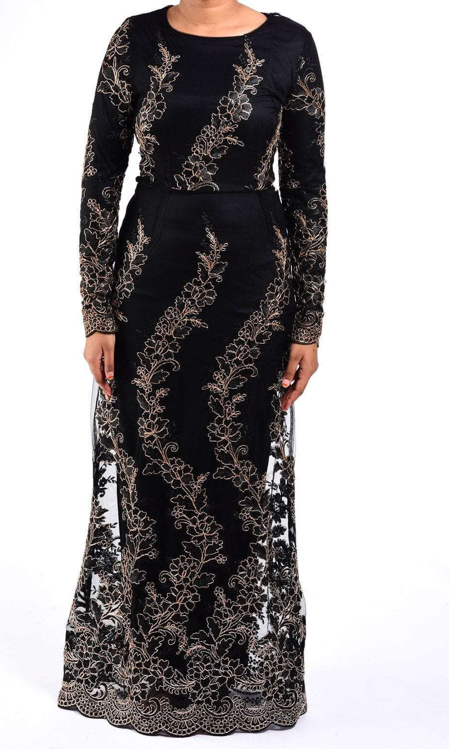 Black Embroidered Princess Gown Kabayare