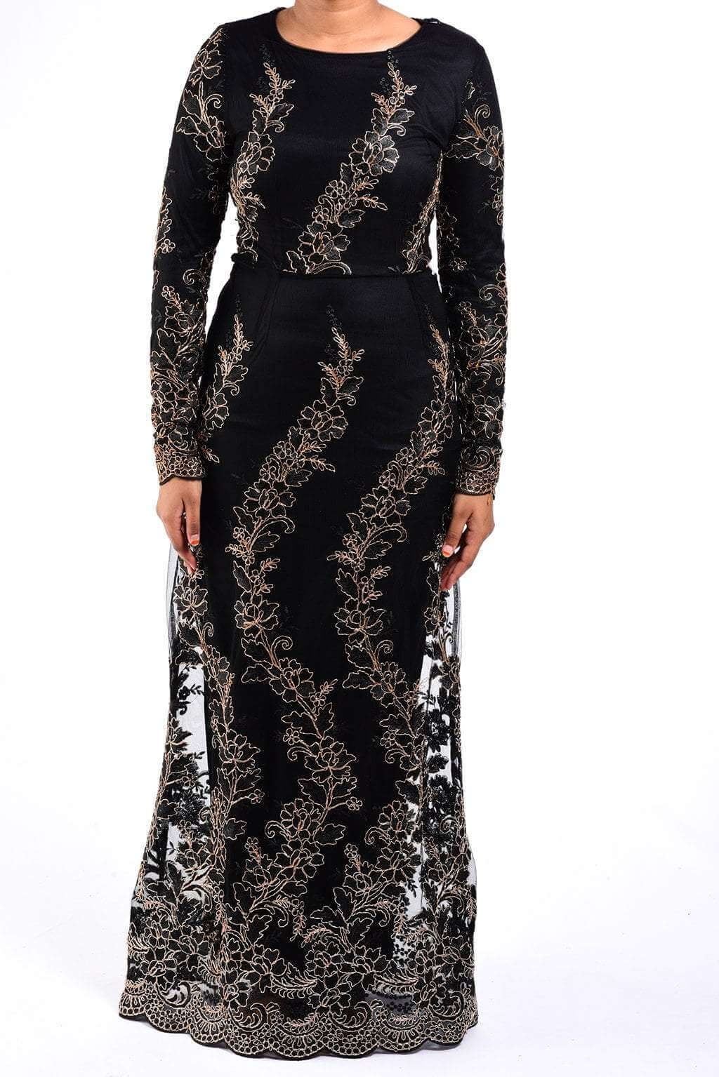 Black Embroidered Princess Gown Kabayare