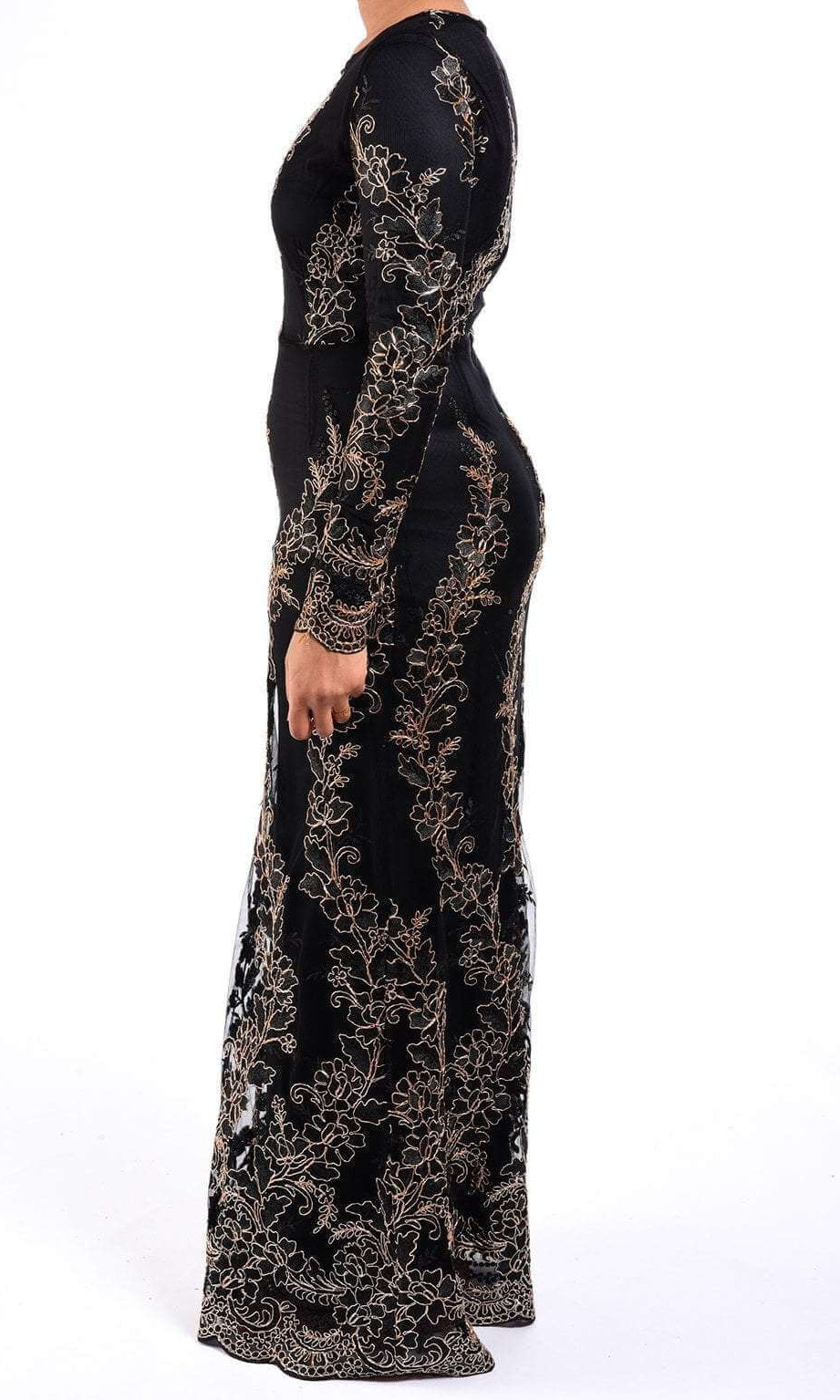 Black Embroidered Princess Gown Kabayare